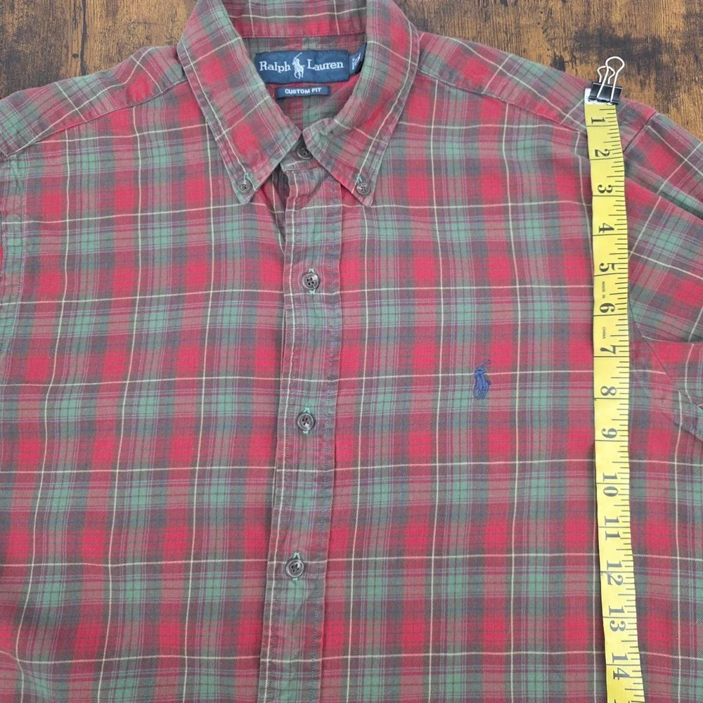 Polo Ralph Lauren Men's Long Sleeve Button‎ Down Red Green Tartan Plaid Men's M